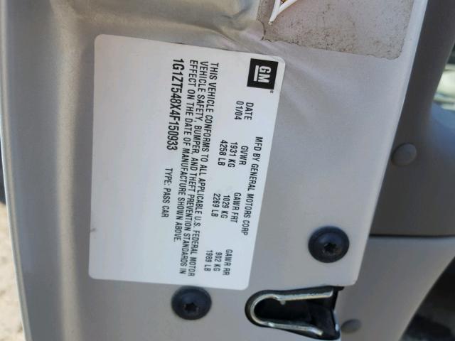 1G1ZT548X4F150933 - 2004 CHEVROLET MALIBU LS WHITE photo 10