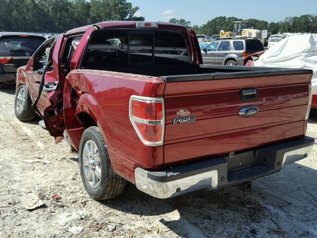 1FTFW1CTXDFD90872 - 2013 FORD F150 SUPER BURGUNDY photo 3