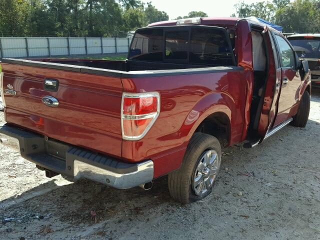 1FTFW1CTXDFD90872 - 2013 FORD F150 SUPER BURGUNDY photo 4