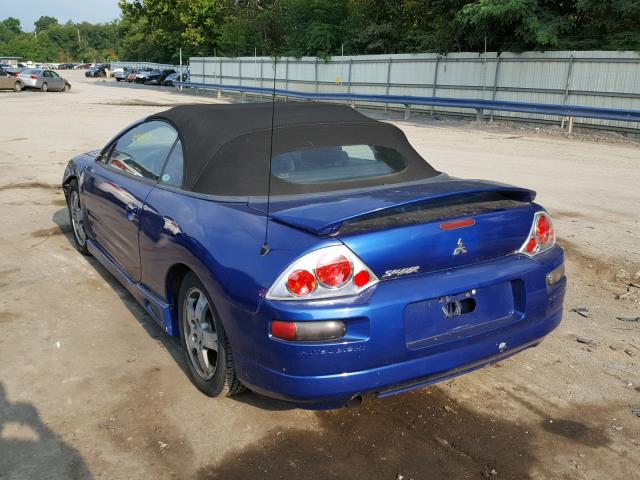 4A3AE45G03E021728 - 2003 MITSUBISHI ECLIPSE SP BLUE photo 3