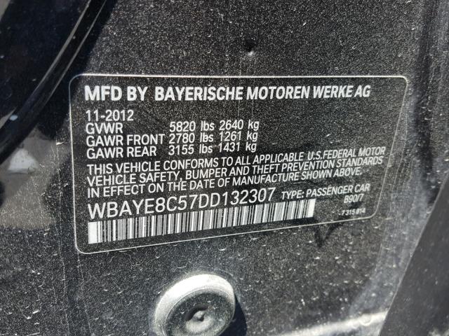 WBAYE8C57DD132307 - 2013 BMW 750LI GRAY photo 10