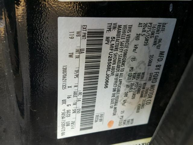 5LMFU28588LJ00666 - 2008 LINCOLN NAVIGATOR Schwarz Foto 10