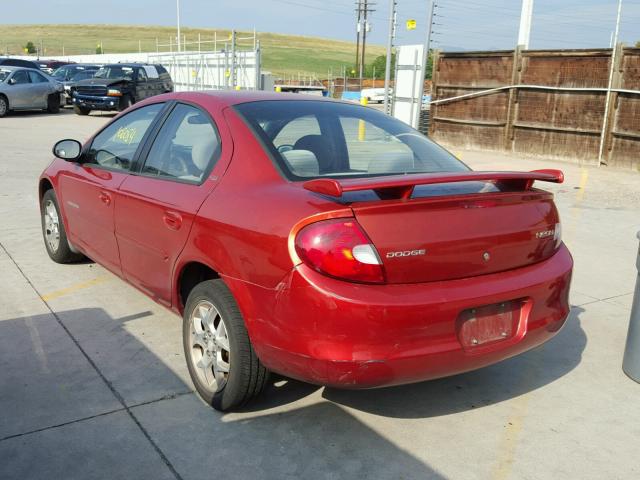 1B3AS46C21D132115 - 2001 DODGE NEON SE RED photo 3