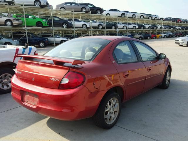 1B3AS46C21D132115 - 2001 DODGE NEON SE RED photo 4