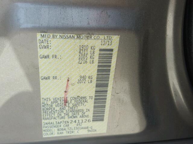 1N4AL3AP7EN241126 - 2014 NISSAN ALTIMA 2.5 GOLD photo 10