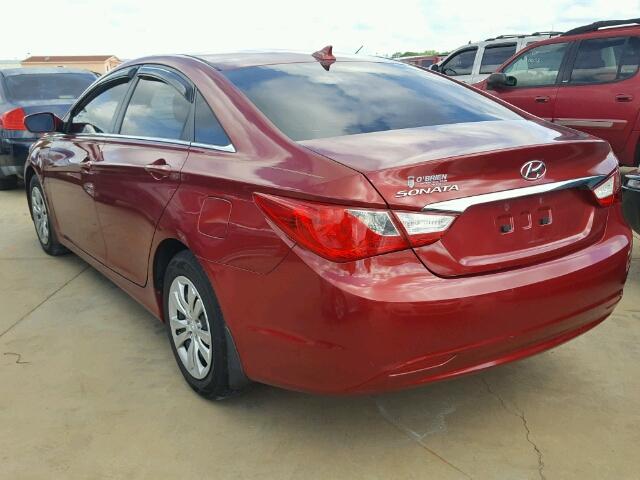 5NPEB4AC2CH343769 - 2012 HYUNDAI SONATA GLS RED photo 3