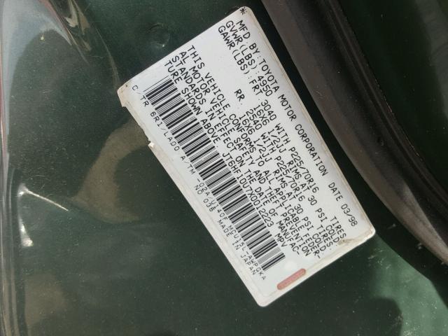 JT6HF10U7X0012223 - 1999 LEXUS RX 300 GREEN photo 10