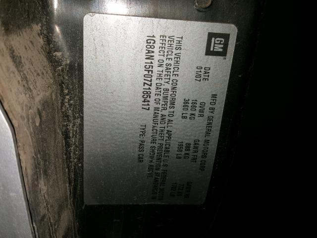 1G8AN15F07Z185417 - 2007 SATURN ION LEVEL SILVER photo 10