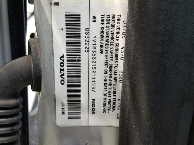 YV1MS682152111537 - 2005 VOLVO S40 T5 SILVER photo 10