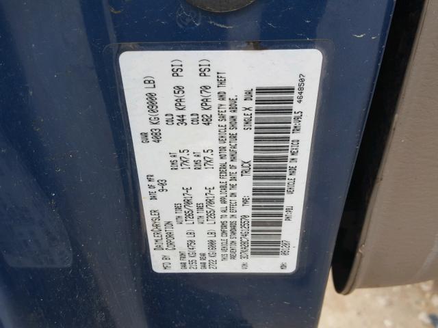 3D7KA28C74G125570 - 2004 DODGE RAM 2500 S BLUE photo 10