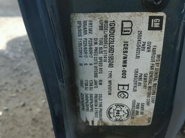 1GNDU23L56D195240 - 2006 CHEVROLET UPLANDER L 绿色 照片 10