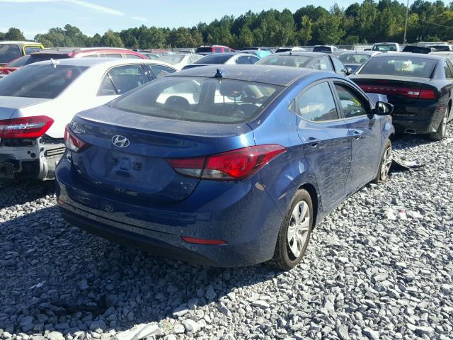 5NPDH4AE6GH740130 - 2016 HYUNDAI ELANTRA SE BLUE photo 4