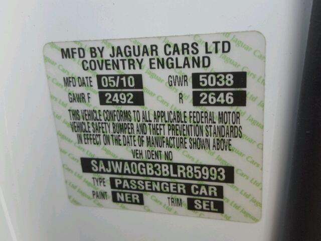 SAJWA0GB3BLR85993 - 2011 JAGUAR XF PREMIUM WHITE photo 10