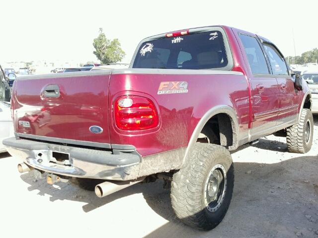 1FTRW08L13KA97223 - 2003 FORD F150 SUPER BURGUNDY photo 4