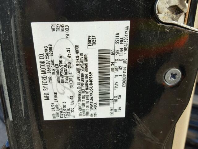 1FMZU67K05UB40969 - 2005 FORD EXPLORER S 黑色 照片 10