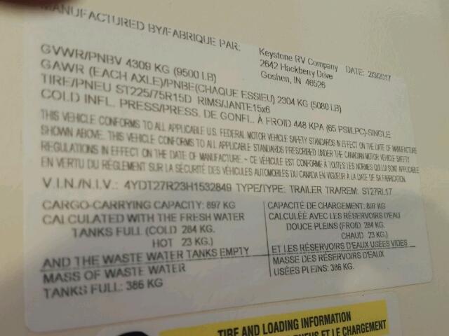 4YDT17R23H1532849 - 2017 KEYSTONE SPRINTER BROWN photo 10