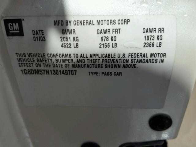 1G6DM57N130149707 - 2003 CADILLAC CTS WHITE photo 10