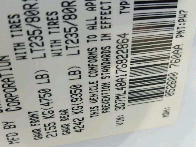 3D7ML48A17G822864 - 2007 DODGE RAM 3500 S WHITE photo 10