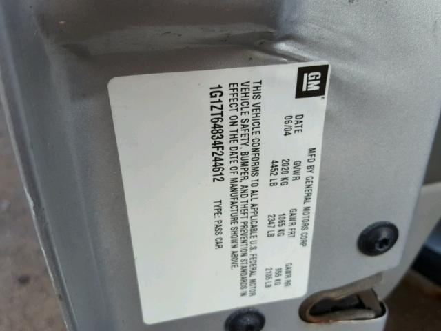 1G1ZT64834F244612 - 2004 CHEVROLET MALIBU MAX ვერცხლისფერი ფოტო 10