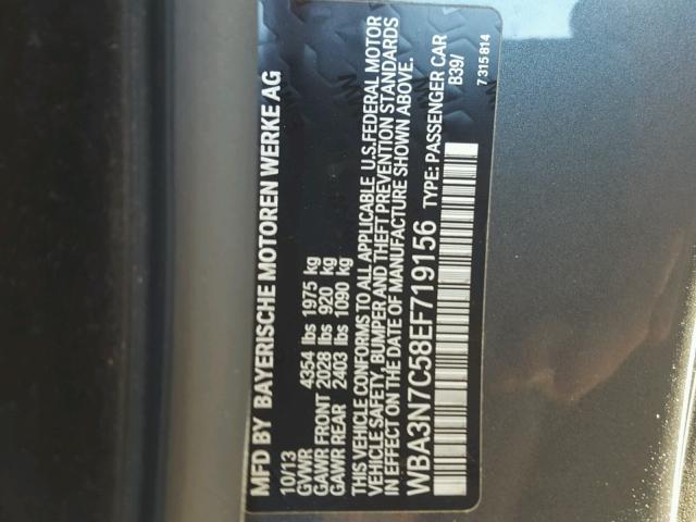 WBA3N7C58EF719156 - 2014 BMW 428 I GRAY photo 10