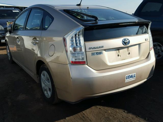 JTDKN3DU1A1004529 - 2010 TOYOTA PRIUS GOLD photo 3