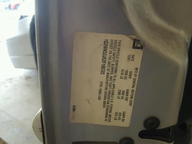 1G2WK52J62F186722 - 2002 PONTIAC GRAND PRIX ვერცხლისფერი ფოტო 10