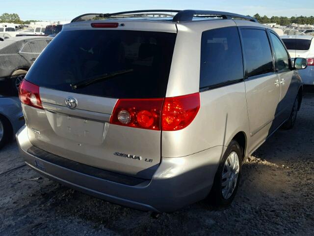 5TDZK23C17S044180 - 2007 TOYOTA SIENNA CE SILVER photo 4