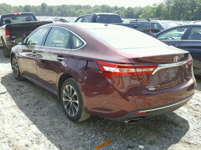 4T1BK1EB3HU258337 - 2017 TOYOTA AVALON XLE MAROON photo 3