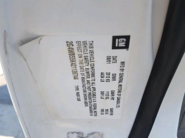 2G4WB55K421136744 - 2002 BUICK REGAL LS WHITE photo 10