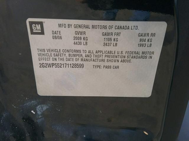 2G2WP552171128599 - 2007 PONTIAC GRAND PRIX BLACK photo 10