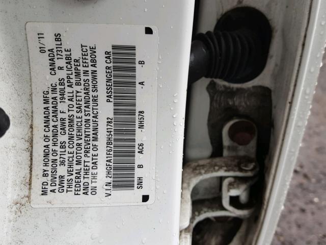 2HGFA1F67BH541782 - 2011 HONDA CIVIC LX-S Weiß Foto 10
