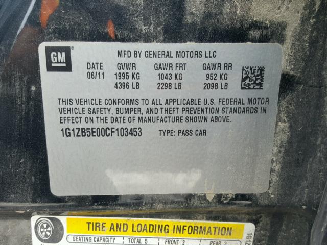 1G1ZB5E00CF103453 - 2012 CHEVROLET MALIBU LS Mavi foto 10