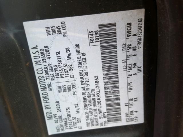 5LMPU28A9XLJ24863 - 1999 LINCOLN NAVIGATOR BURGUNDY photo 10