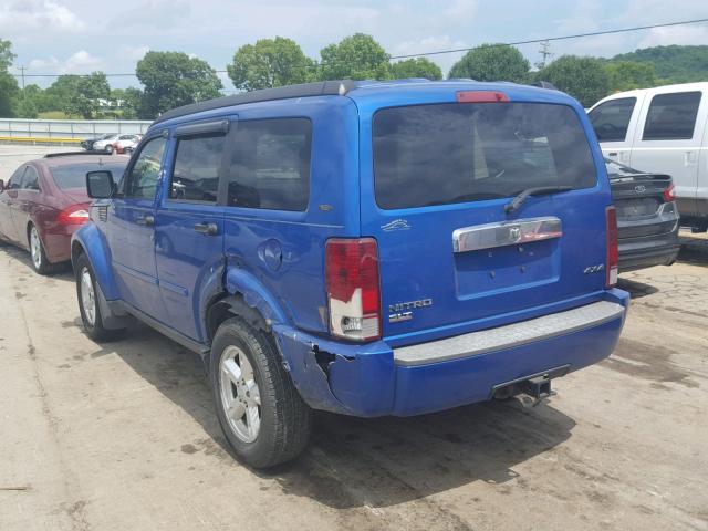 1D8GU58K37W558777 - 2007 DODGE NITRO SLT BLUE photo 3