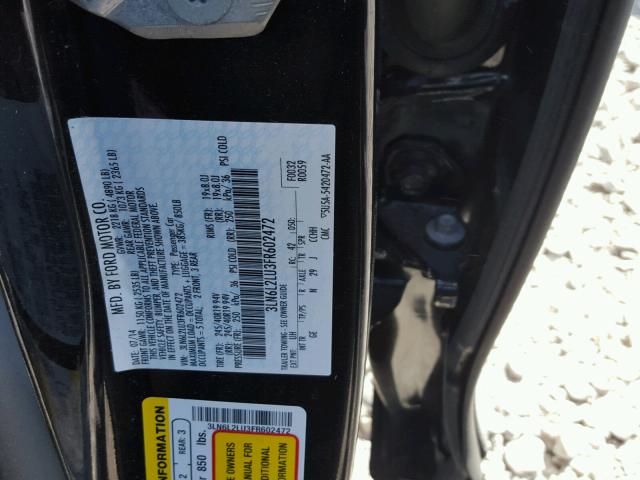 3LN6L2LU3FR602472 - 2015 LINCOLN MKZ HYBRID BLACK photo 10