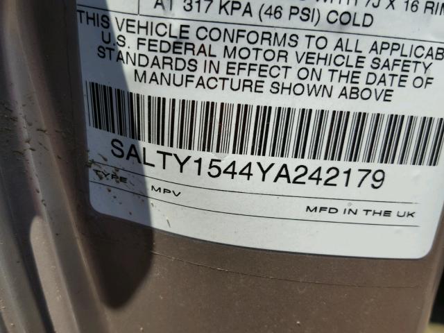 SALTY1544YA242179 - 2000 LAND ROVER DISCOVERY GRAY photo 10