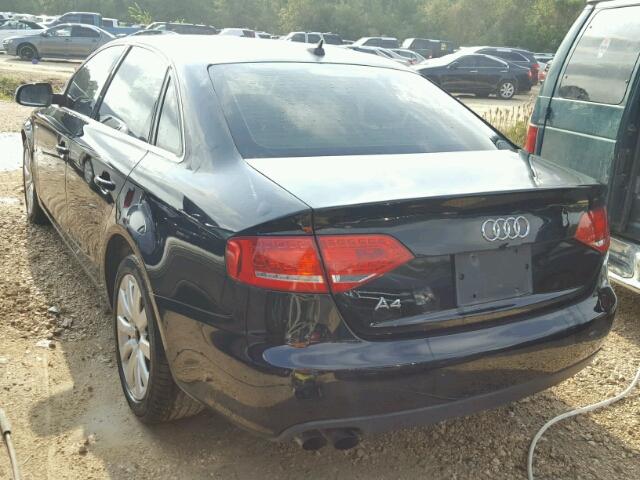 WAUFFAFL8AN031658 - 2010 AUDI A4 BLACK photo 3