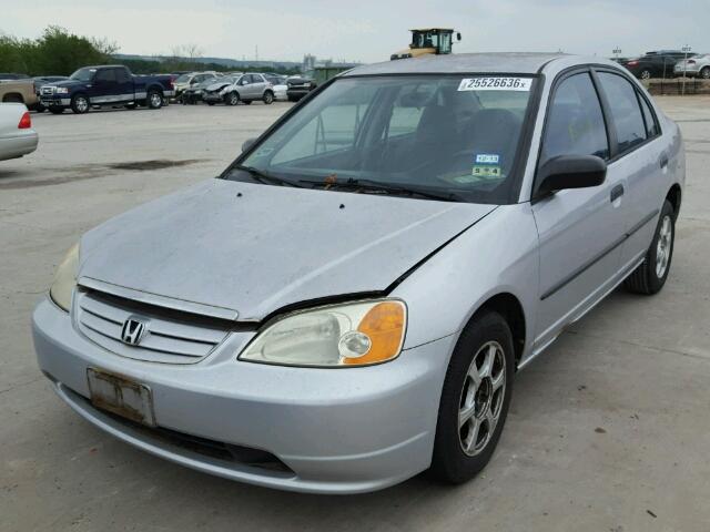 1HGES16251L056614 - 2001 HONDA CIVIC DX SILVER photo 2