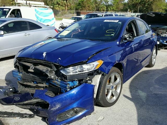 3FA6P0HR3DR105944 - 2013 FORD FUSION BLUE photo 2