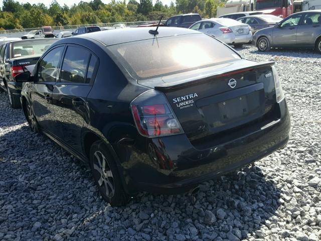 3N1AB6AP9CL705080 - 2012 NISSAN SENTRA BLACK photo 3