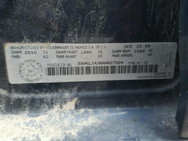 3VWKL7AJ6AM627524 - 2010 VOLKSWAGEN GOLF 蓝色 照片 10