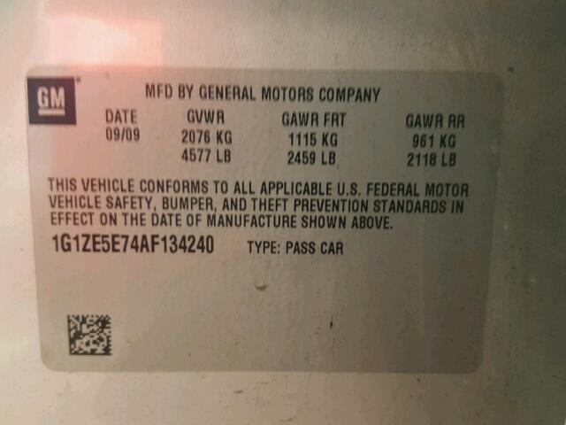 1G1ZE5E74AF134240 - 2010 CHEVROLET MALIBU LTZ 灰色 照片 10