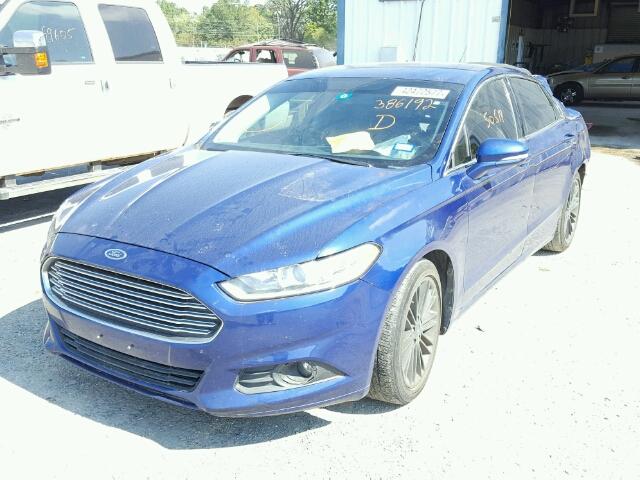 1FA6P0HD4E5386192 - 2014 FORD FUSION SE BLUE photo 2