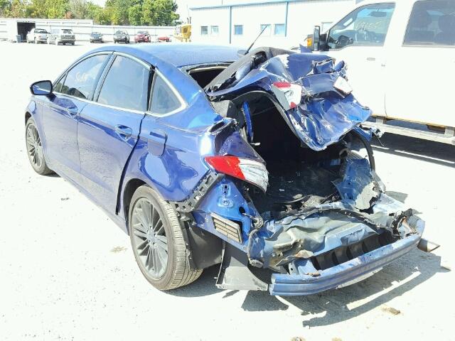 1FA6P0HD4E5386192 - 2014 FORD FUSION SE BLUE photo 3