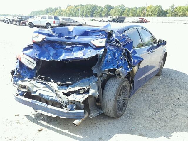 1FA6P0HD4E5386192 - 2014 FORD FUSION SE BLUE photo 4