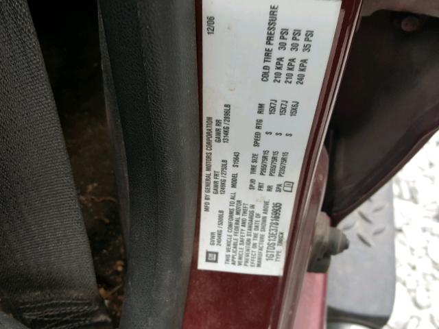 1GTDS13E378169935 - 2007 GMC CANYON MAROON photo 10