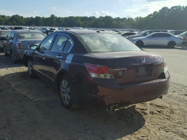 1HGCP36808A012423 - 2008 HONDA ACCORD EXL BURGUNDY photo 3