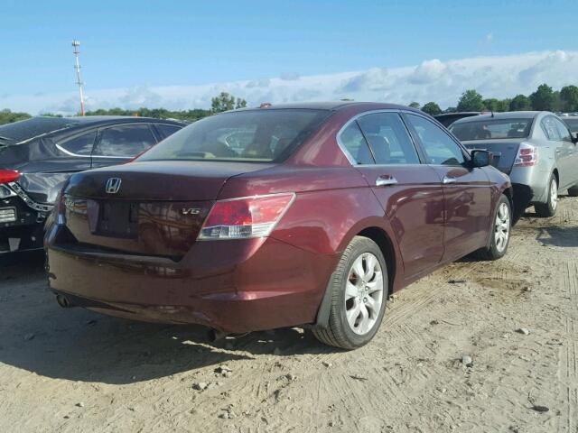 1HGCP36808A012423 - 2008 HONDA ACCORD EXL BURGUNDY photo 4