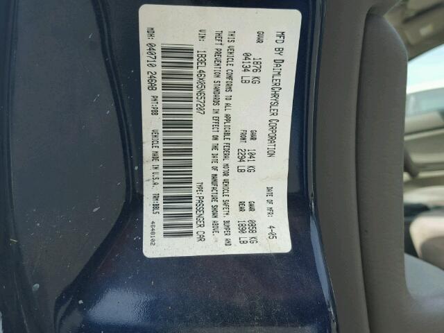 1B3EL46X05N657207 - 2005 DODGE STRATUS SX BLUE photo 10