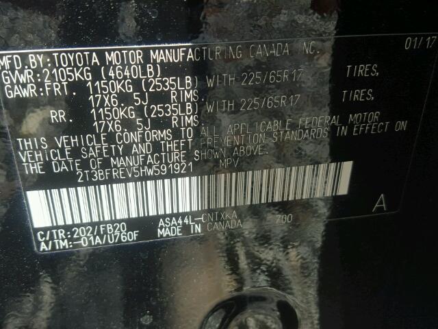 2T3BFREV5HW591921 - 2017 TOYOTA RAV4 LE Qara foto 10
